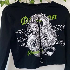 Size medium crop top with dragon and cute design